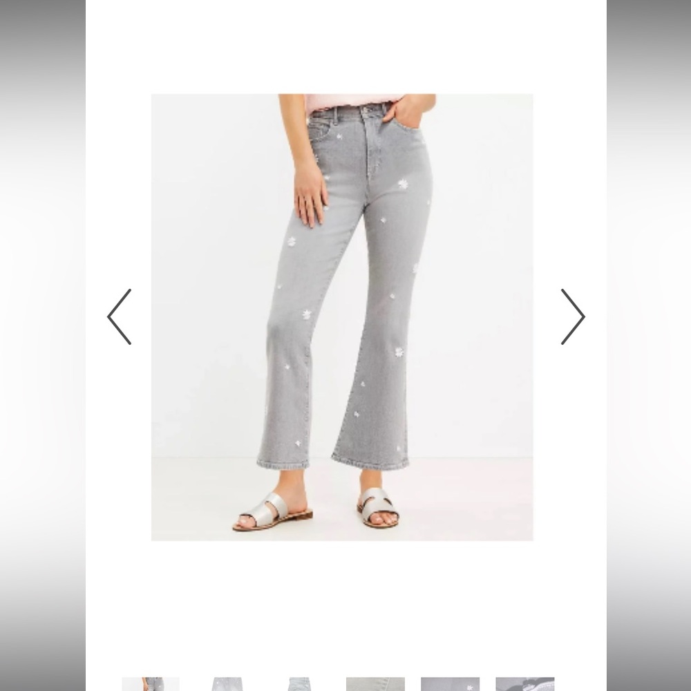 Loft kick crop jeans (with flowers embroidered)